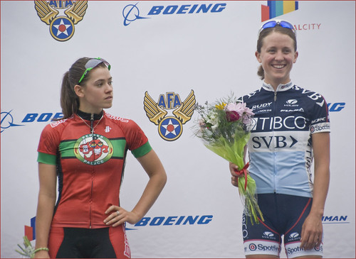 First and Second Place Winners of the Air Force Classic Elite Women's Cycling Race June 8, 2013 in Clarendon (VA)