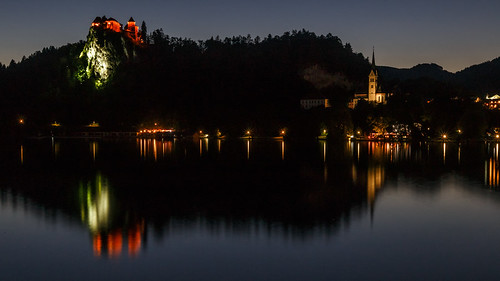 sunset lake castle church beautiful night canon reflections slovenia bled 6d radovljica