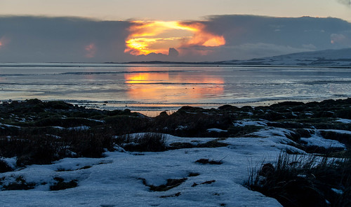 uk winter sunset sea snow evening scotland shore annan dg solway firth dumfriesgalloway dumfriesshire powfoot
