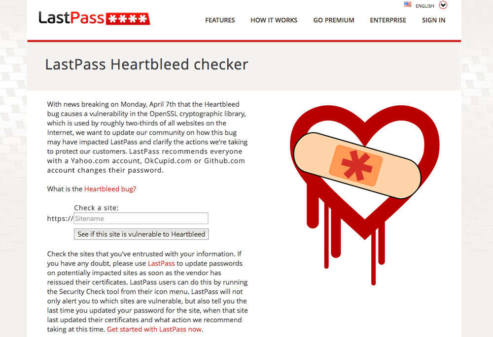 LastPass Heartbleed checker