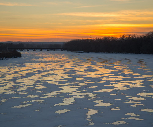 winter sunset snow ice river frozen horizon mohawk schenectady