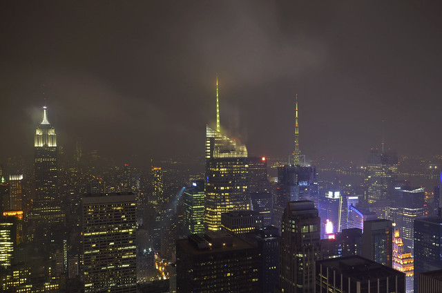 Los rascacielos de Nueva York desde el Top Of the Rock en la noche