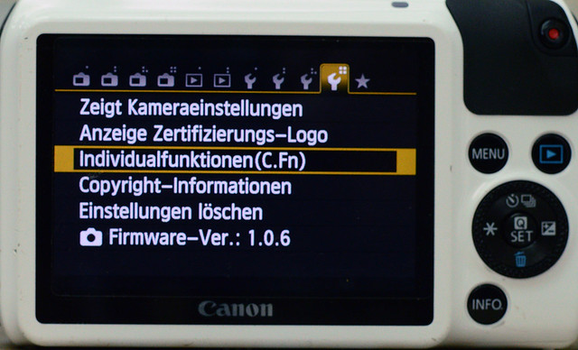 Einstellungen Canon EOS M für Lochkameraobjektiv 3/4