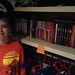 Nick with his organized personal library