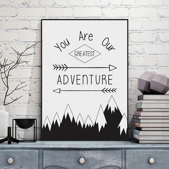 Freeshipping Nordic Minimalist Black White Typography Adventure Quotes Art Print Poster Nursery Wall Art Boy Room Canvas Painting Home Decor by PicSaying