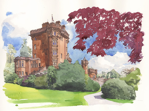 castle landscape scottish watercolour ardnamurchan glenborrodale