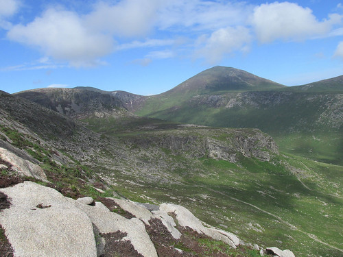 Upper and lower cove to the left Annalong buttress to the right with Slieve Donard in the back ground.