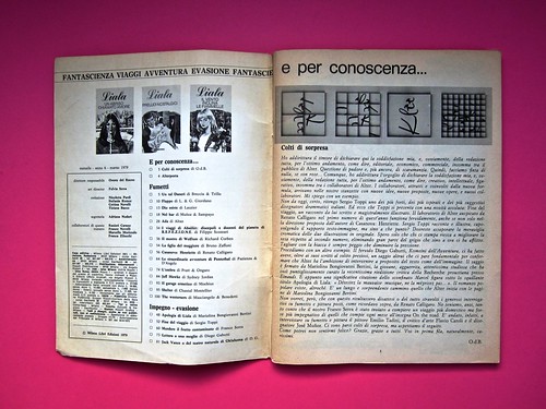 Alter Alter, marzo 1979, anno 6, numero 3. Direzione: Oreste del Buono, art director: Fulvia Serra. Verso della copertina, pag. 3 (part.), 1