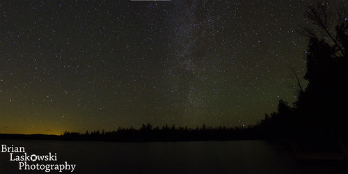 sky panorama lake night way stars october michigan north platte milky