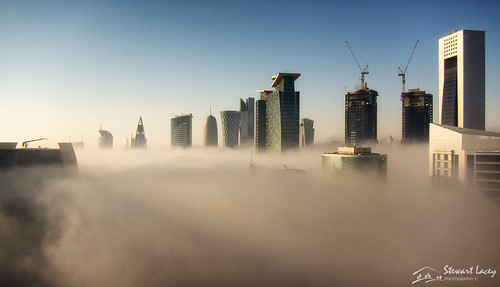 morning fog foggy middleeast bluesky doha qatar groundcover westbay nikfilters diplomaticstreet thephotographyblog colorefexpro4