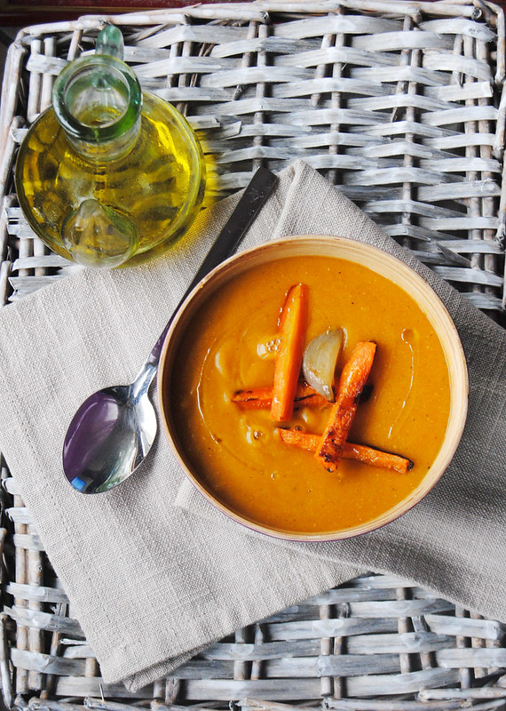 Roasted carrots and red lentil soup