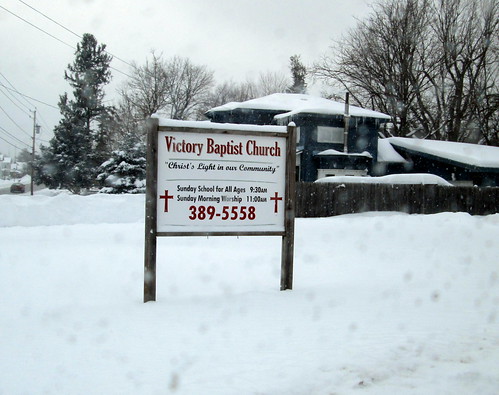 trees winter sky house snow ny newyork tree sign winthrop overcast upstateny churchsign victorybaptistchurch