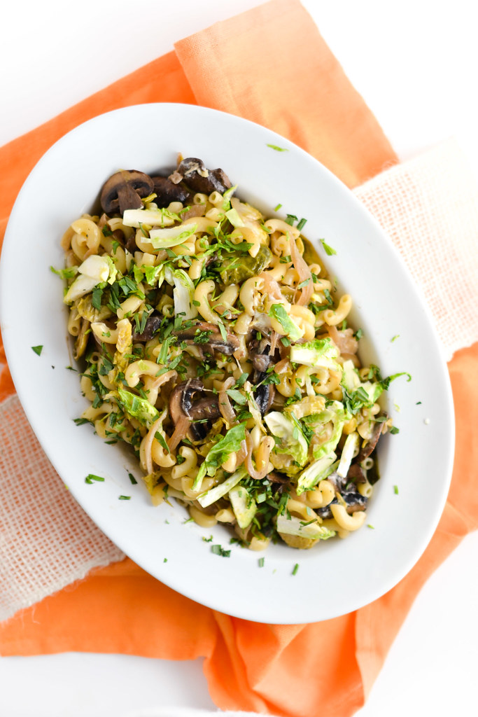 Creamy Mushroom, Brussel Sprout and Goat Cheese Pasta | Things I Made Today