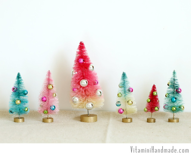Dip Dyed and Decorated Bottle Brush Trees