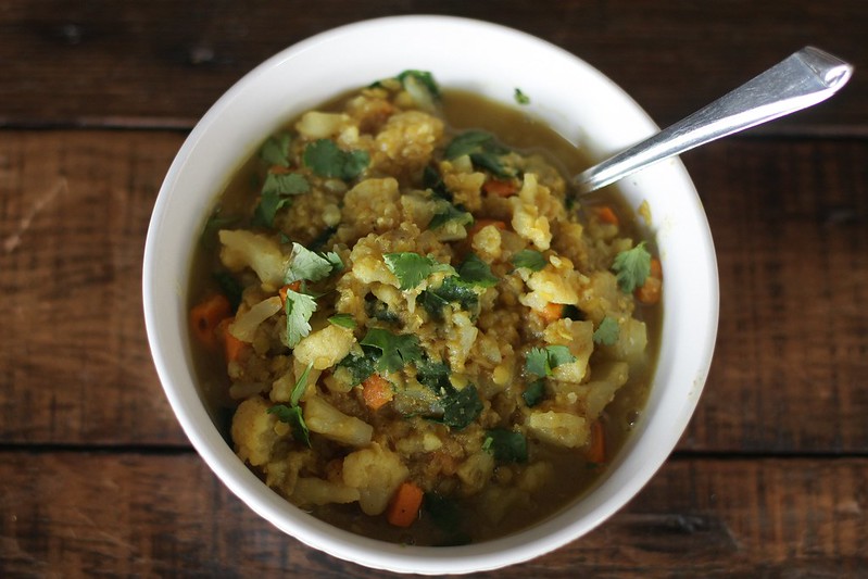 Indian lentil-cauliflower soup