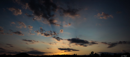 blue sunset sky sun clouds panoramic rays crepuscular