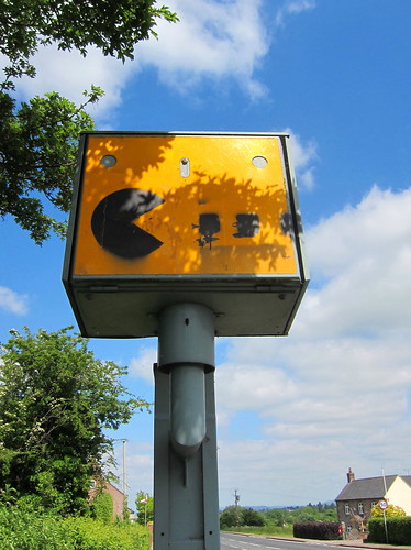 Pacman Speed Camera Graffiti, A48, Chaxhill, Gloucestershire