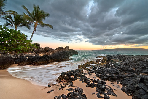 sunset colour beach rock hawaii sand cove secret maui after larva d90