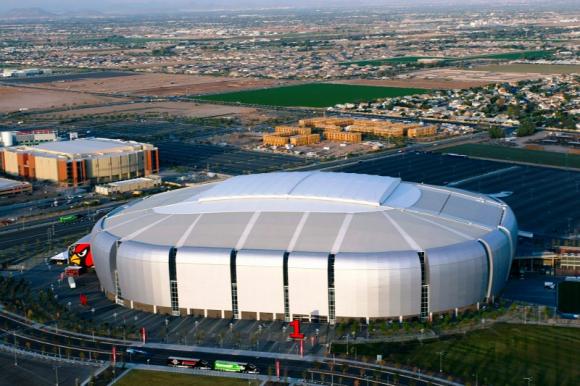 An overview of the University of Phoenix Stadium Stadium the home of the Arizona Cardinals NFL team in Glendale
