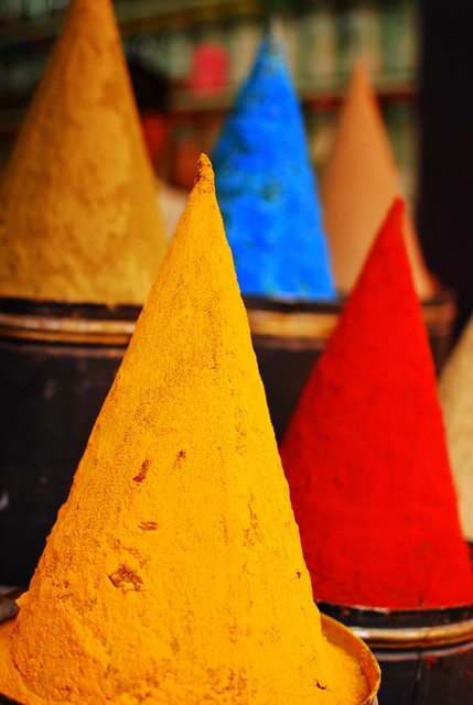 Local Spices and dyes in Marrakech, Morocco 