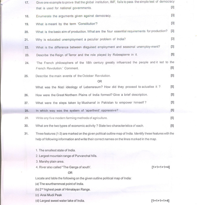 Social Science Sample Paper Class 9 Term 1 Cbse Class 9 Sample Papers 