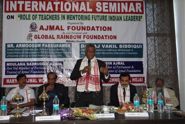 GRF founding Chairman Armoogum Parsuramen addressing the seminar in Hojai, Assam