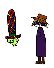 帽子をかぶったトールむーと高い帽子のむー
