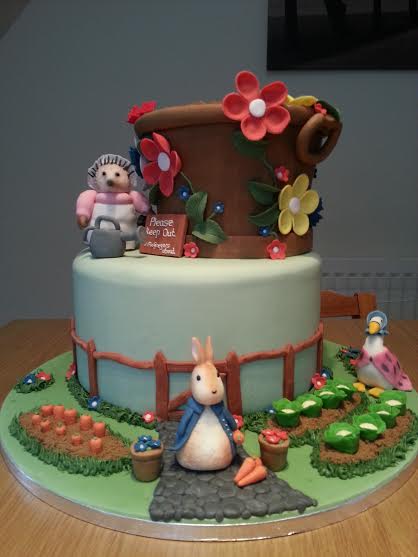 Beatrix Potter Themed Cake, named Mr. Mcgreggors Garden by Cake Haven