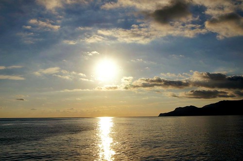 sunset sun water clouds kreta greece crete