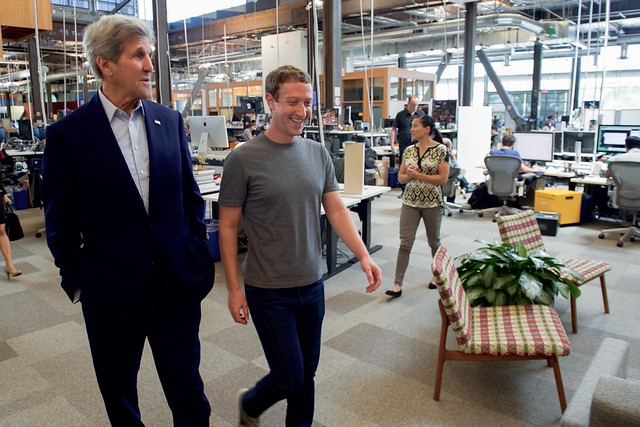 Facebook CEO Zuckerberg Gives Secretary Kerry a Tour of Facebook's New Headquarters in Menlo Park
