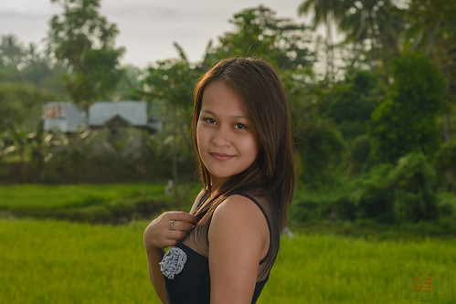 sunset cute green girl beautiful lady pretty filipina ricefield phl philippinen negrosoriental dagbasan