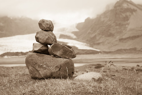 landscape iceland rocks glacier cairns