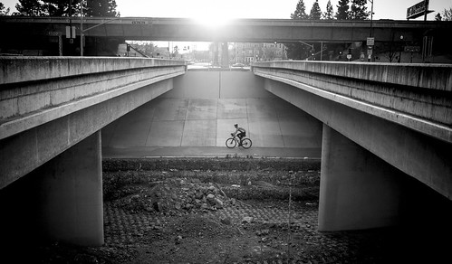 california bridge sunset bw bicycle river san dusk jose olympus parkway guadalupe sfist em1 m43 microfourthirds