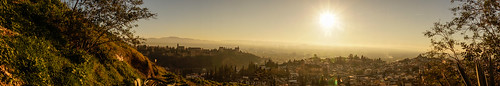 city sunset panorama sun atardecer andalucía spain view alhambra granada flare vista sacromonte albaicin panorámica 85mmq13