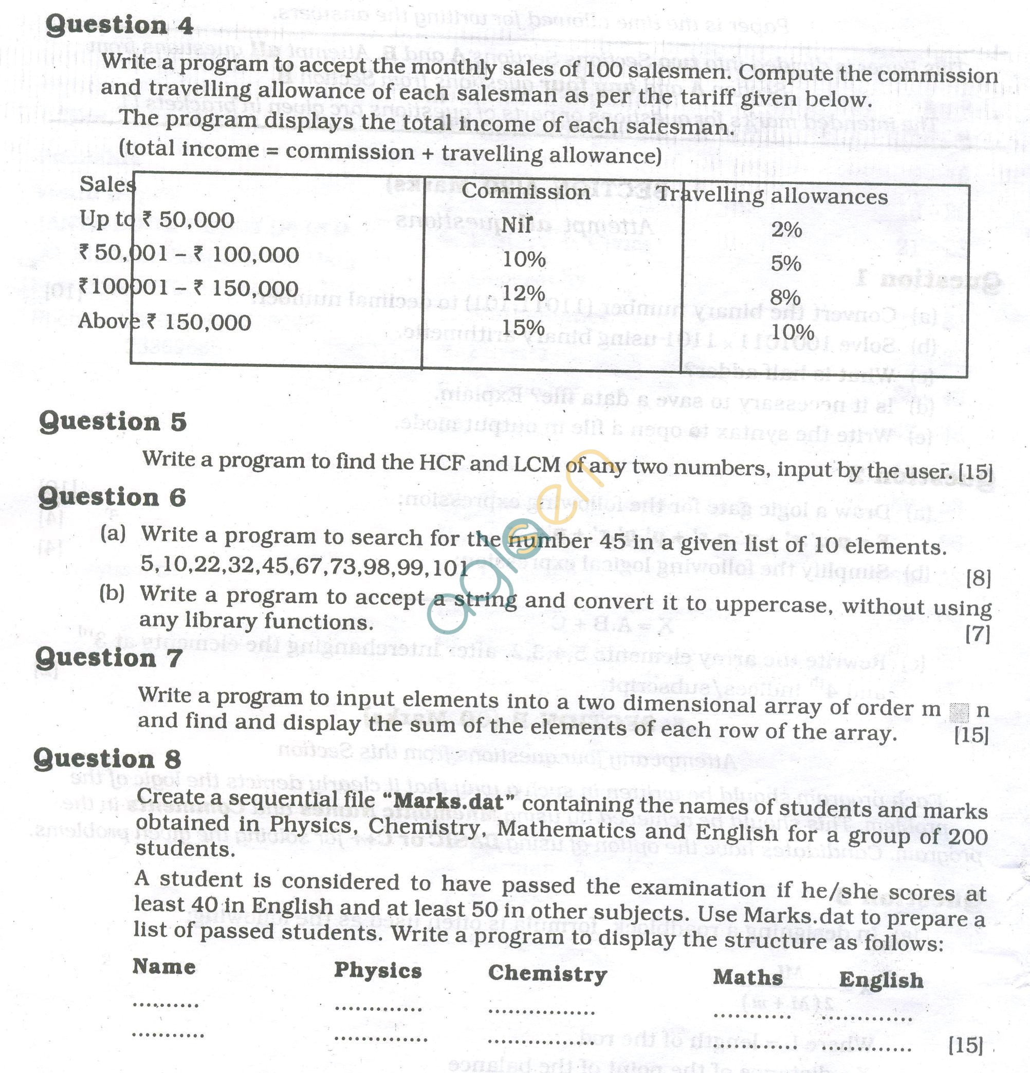 ICSE Question Papers 2013 for Class 10 - Computer Science/