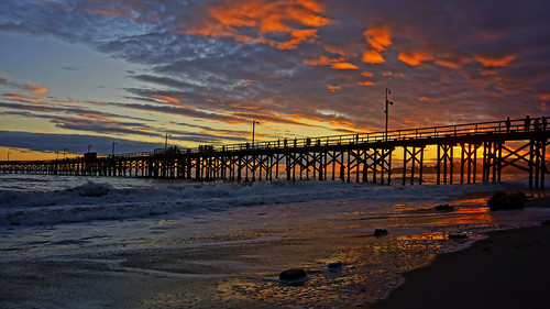 goleta beach pier geotagged november 2013 sonynex7 california clouds sunset silhouette cloudy night hd wallpaper cloudsstormssunsetssunrises free creativecommons