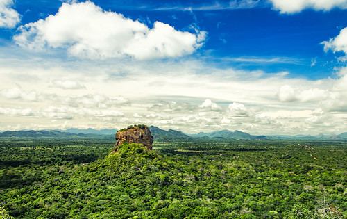 trees green rock clouds landscape asia best srilanka lk sigiriya centralprovince
