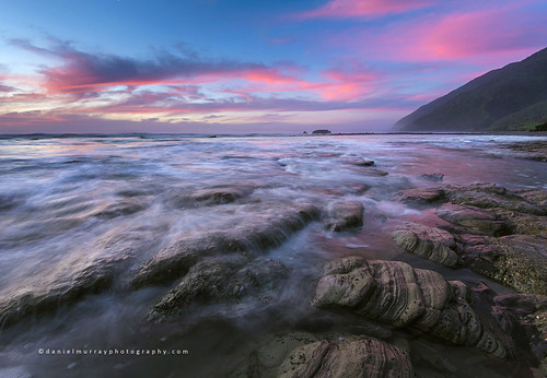 sunset newzealand beach water rock landscape coast scenery nz westcoast southnz