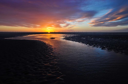 sunset sea sky seascape island sand walney