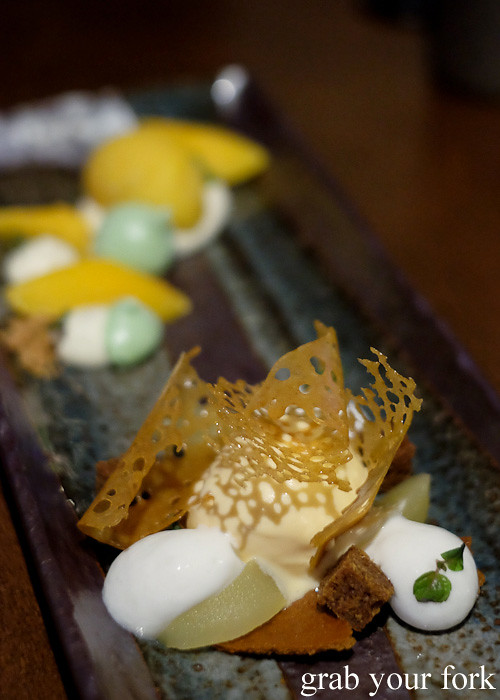 Confit apple and gingerbread dessert at Kiyomi by Chase Kojima at Jupiters Gold Coast