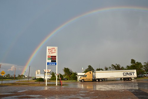 sunset sky usa cloud storm sign truck rainbow nikon motel gasstation kansas us54 bucklin d7000
