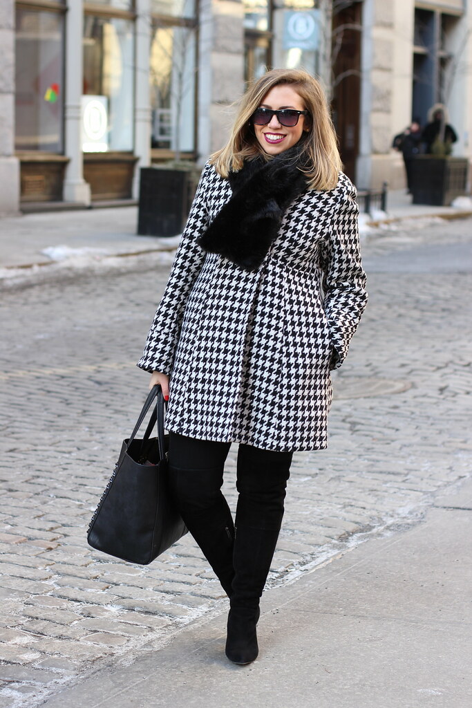 Bundled in Houndstooth | Winter Outfit | #LivingAfterMidnite