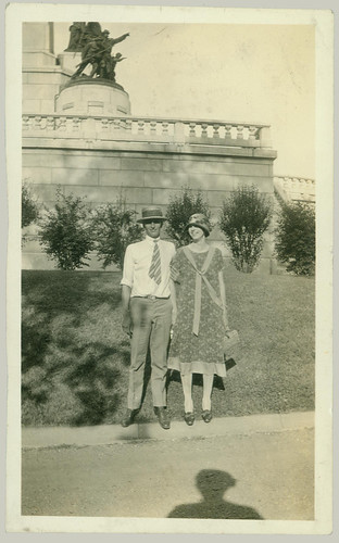 Couple  in front of monument, somewhere