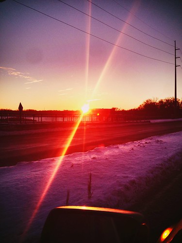 road winter sunrise flare iphone