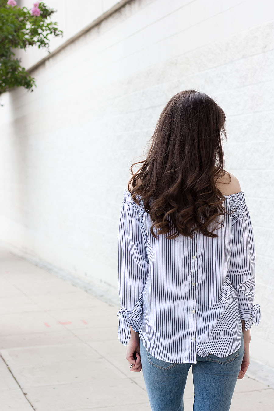 Button Back Off the Shoulder Top, Long Hair, Long Hairstyle, Banana Republic