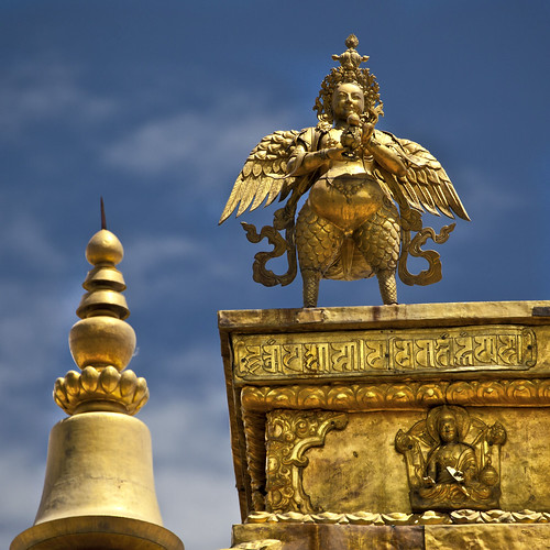 china statue golden buddhism tibet lhasa garuda norbulingka