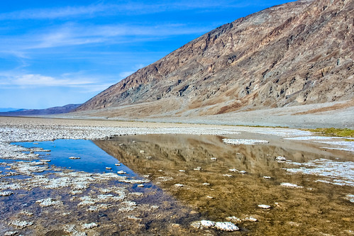 california road blue sunset sky usa mountain mountains reflection water tarmac yellow clouds reflections point landscape drive vanishingpoint nationalpark sand skies unitedstates desert low symmetrical deathvalley hue desertroad badwater