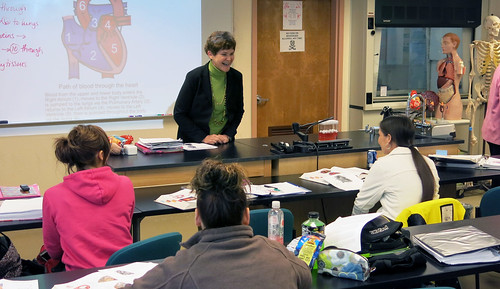 Agriculture Deputy Krysta Harden speaks to a Menominee Tribal biology class in Green Bay, WI on Tuesday, Apr. 15, 2014. USDA photo. 