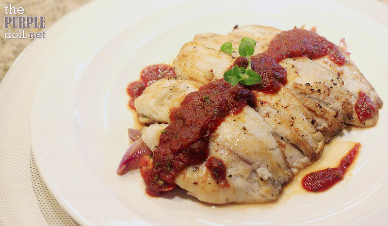 Seared Saint Peter Fish Fillet with Raspberry and Tomato Jugo from Mercado