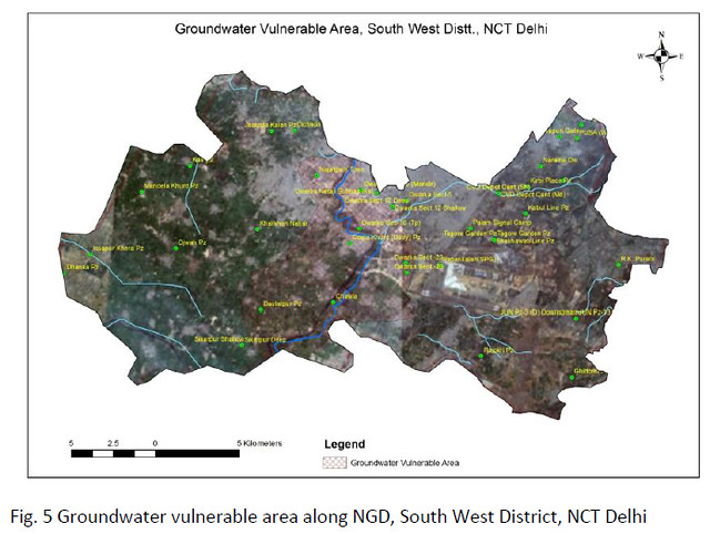 Groundwater vulnerable area along NGD, South West District, NCT Delhi